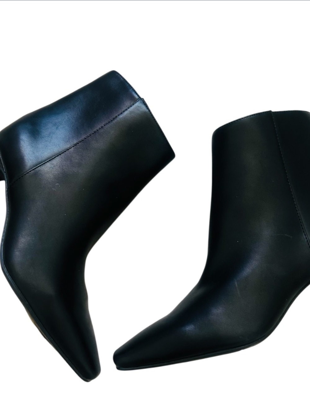 I.N.C. International Concepts Sareya Black Leather Ankle Bootie Square Toe 5M